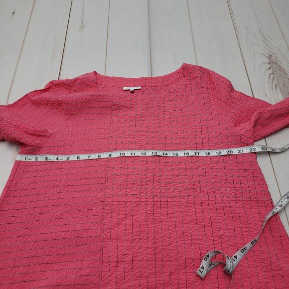 Habitat pink gauze textured patchwork top tunic boxy lagenlook button - Picture 3 of 6